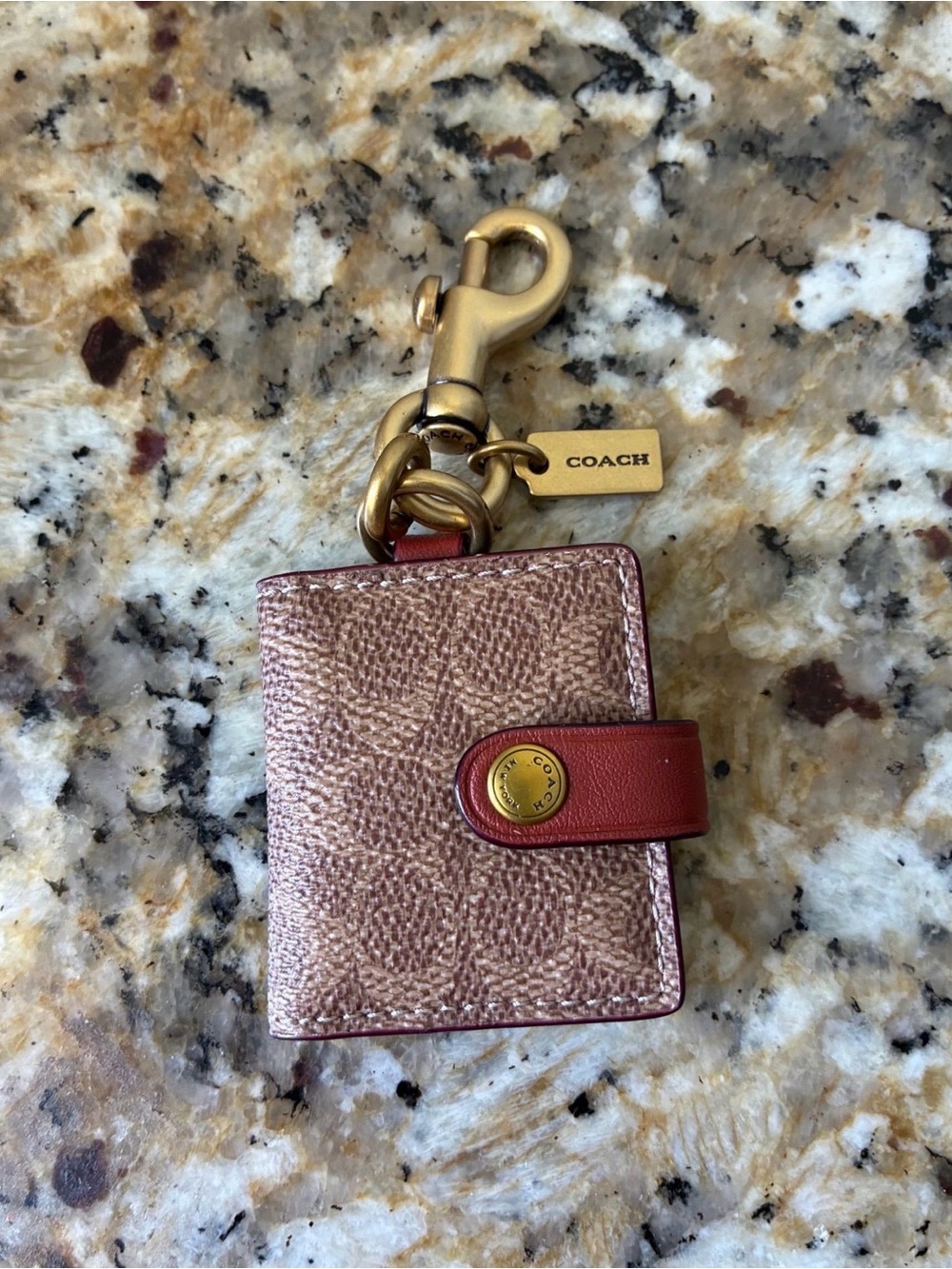 Coach Brown Signature Mini Photo Keychain